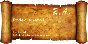 Roder Anatol névjegykártya